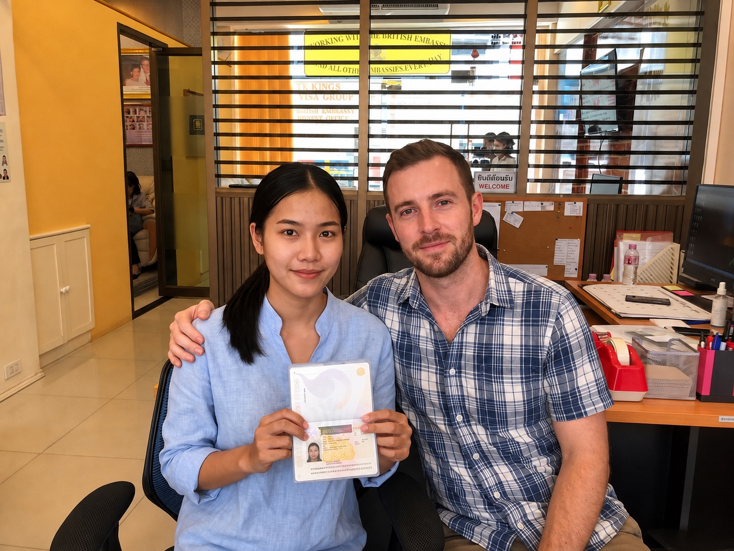 Couple receiving visa support for the United Kingdom